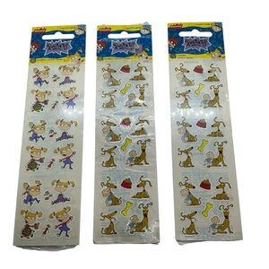 3 NIP Vintage 1997 Sandylion Nickelodeon Rugrats Stickers Spike, Tommy, Angelica